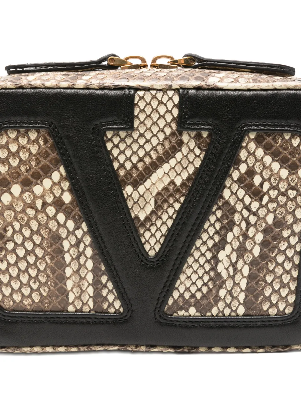 Valentino Garavani Viva Superstar schoudertas van slangen-effect Beige