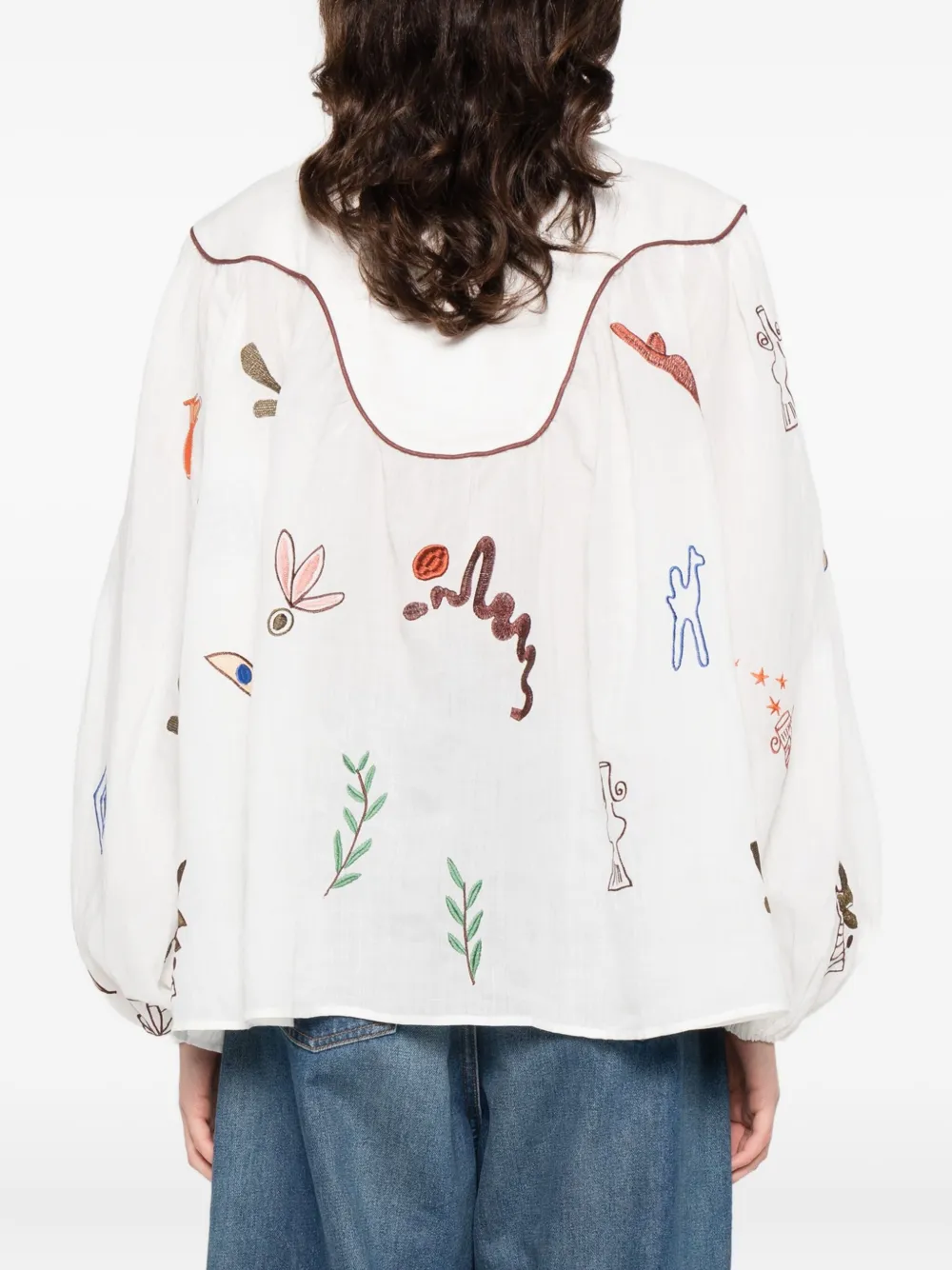 Alemais Mina Collar Graphic Blouse In White