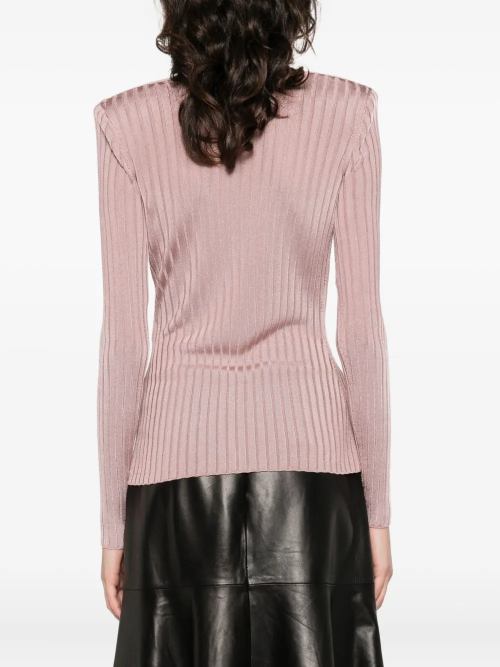Elisabetta Franchi V-neck Ribbed Top In Pink