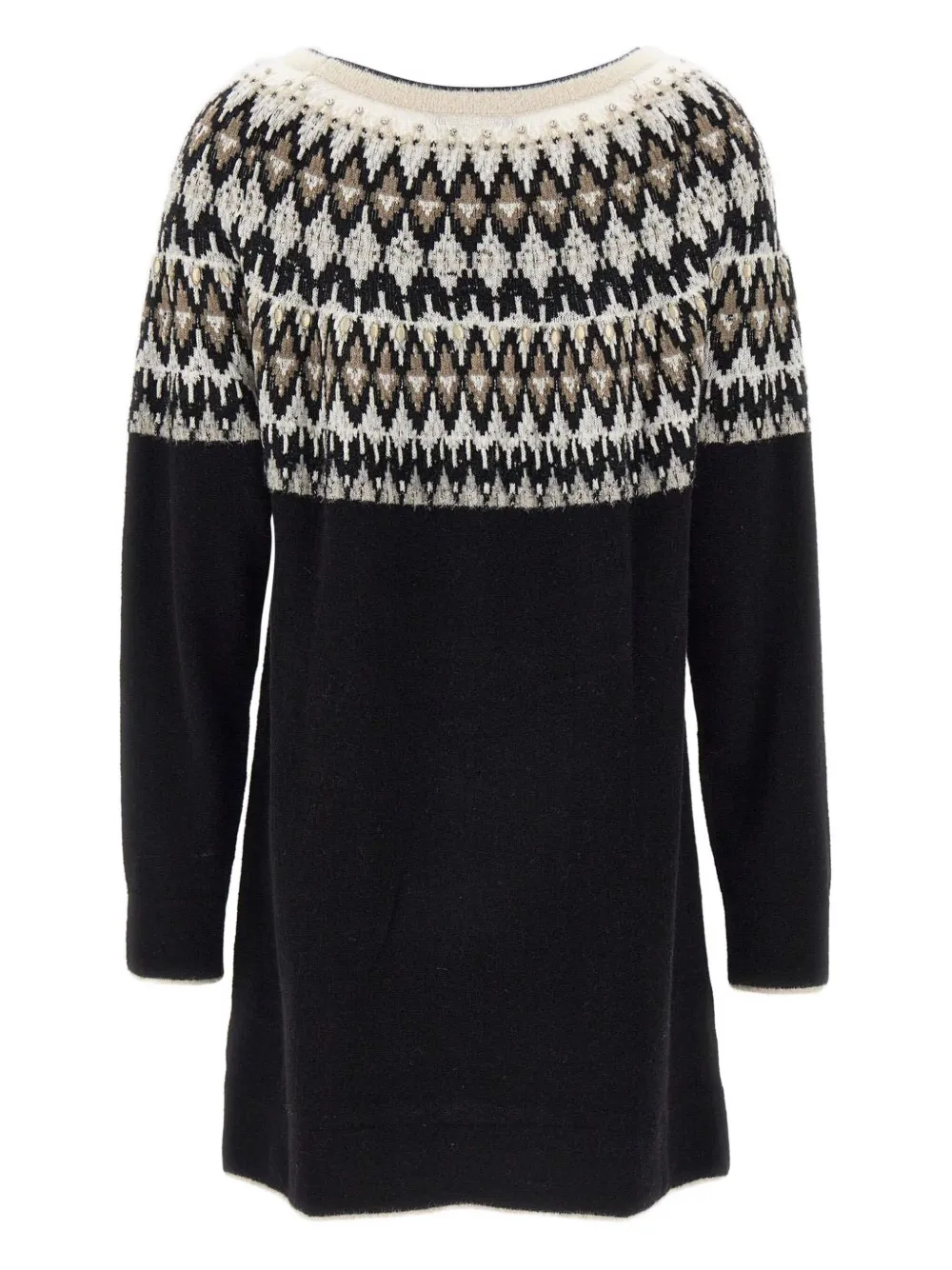 ELENA MIRO` geometric embellished mini dress - Zwart