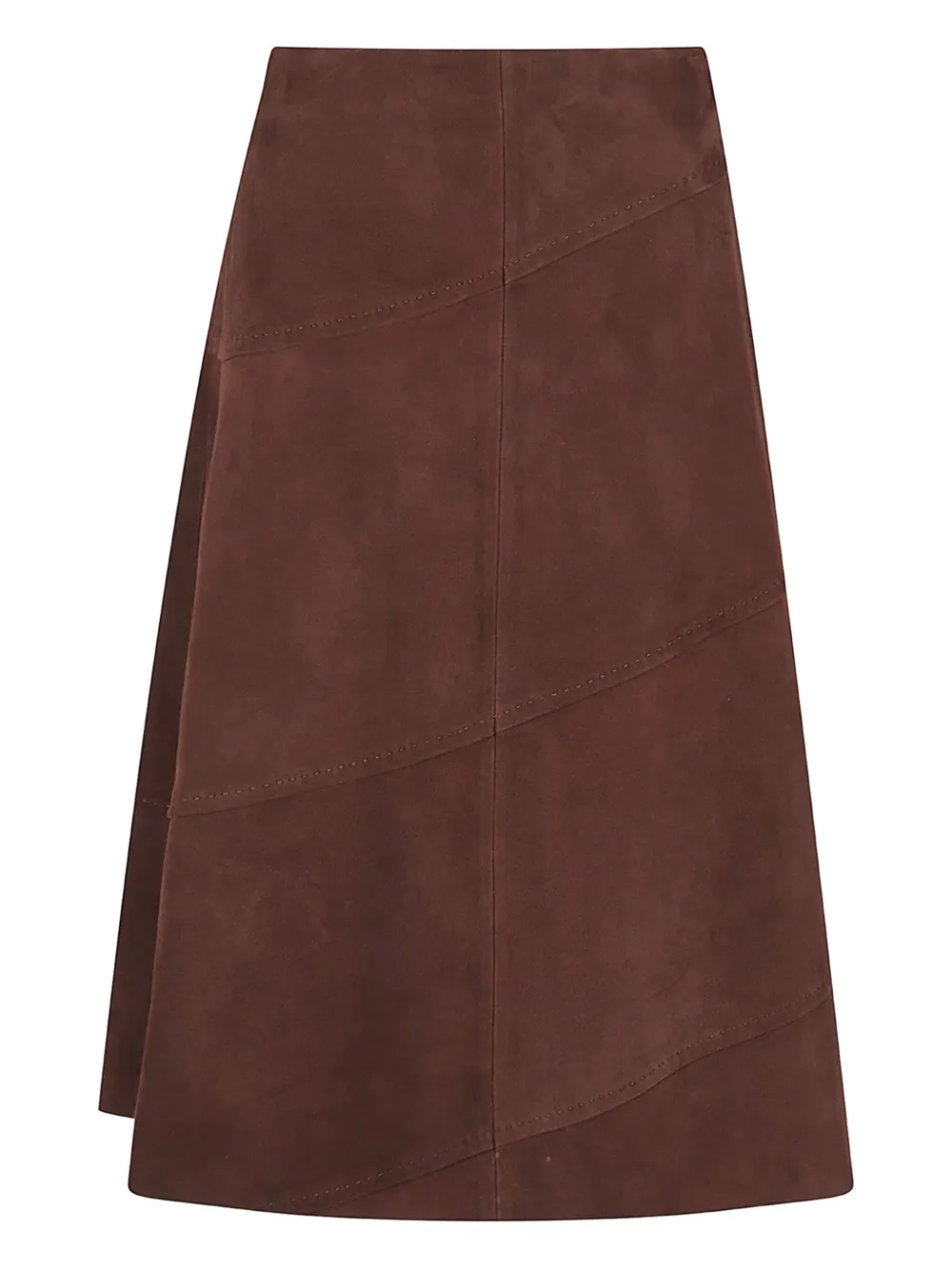 Alice And Olivia Sosie Suede Panelled Midi Skirt In Brown