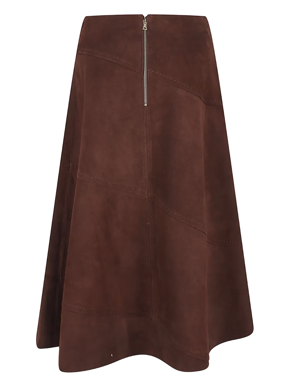 Alice And Olivia Sosie Suede Panelled Midi Skirt In Brown