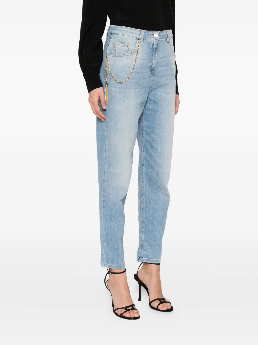 Elisabetta Franchi Chain Tassel Trousers In Blue