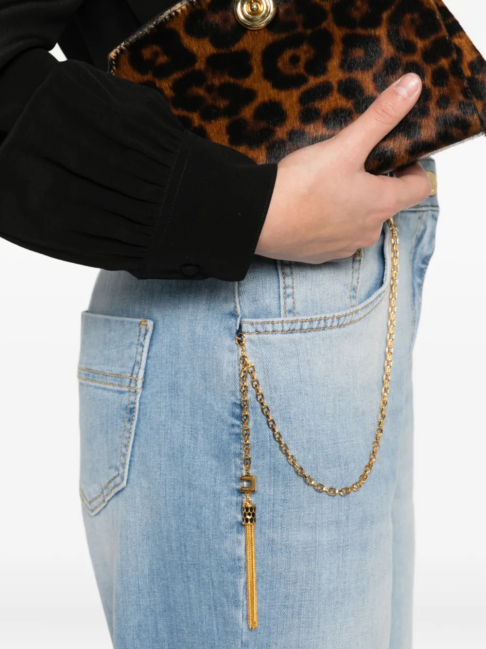 Elisabetta Franchi Chain Tassel Trousers In Blue