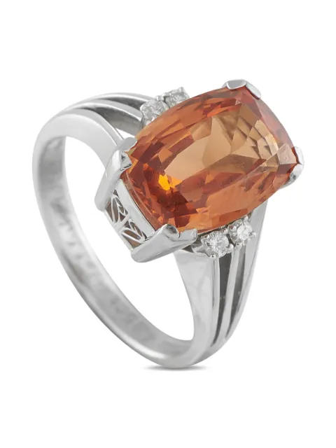 Mikimoto platinum diamond Mandarin Garnet ring