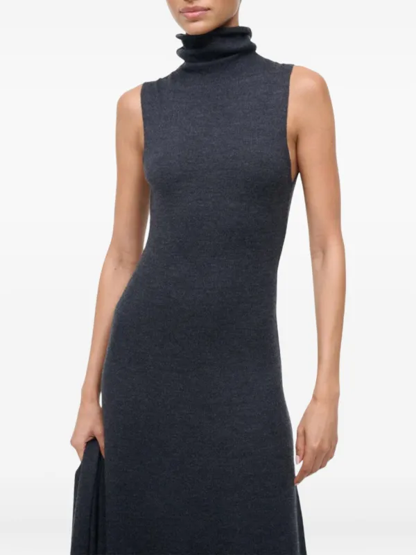 STAUD Turtleneck Midi Dress | Grey | FARFETCH ID