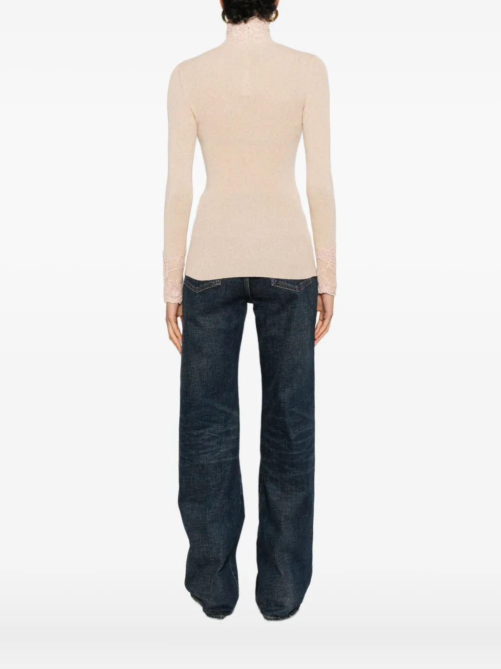 Valentino Lace Turtleneck Sweater In Neutral