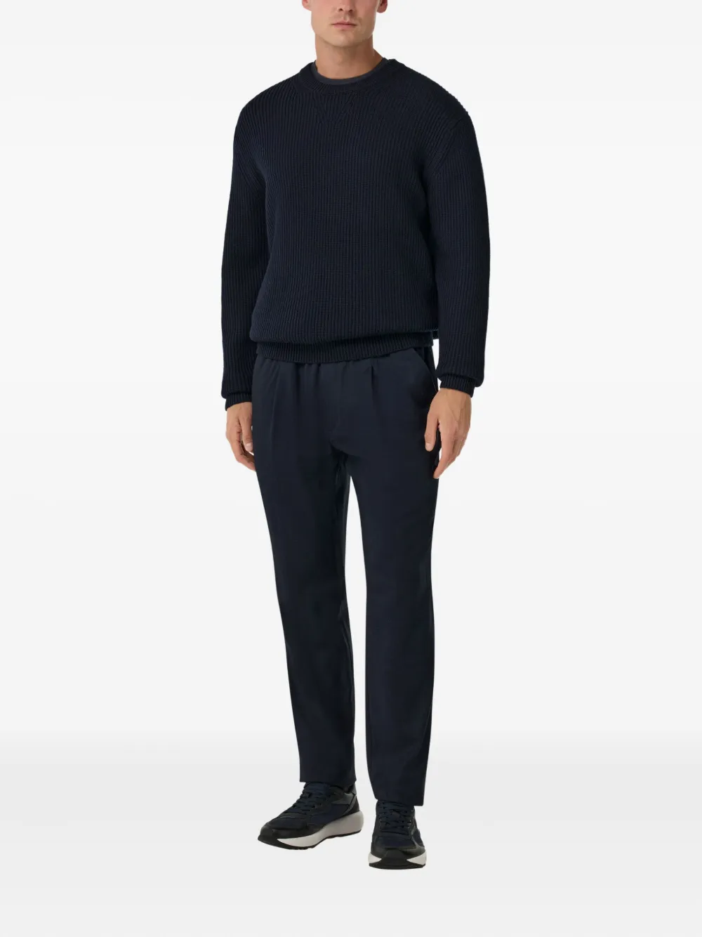 Boggi Milano ribbed-knit crew-neck sweater - Blauw