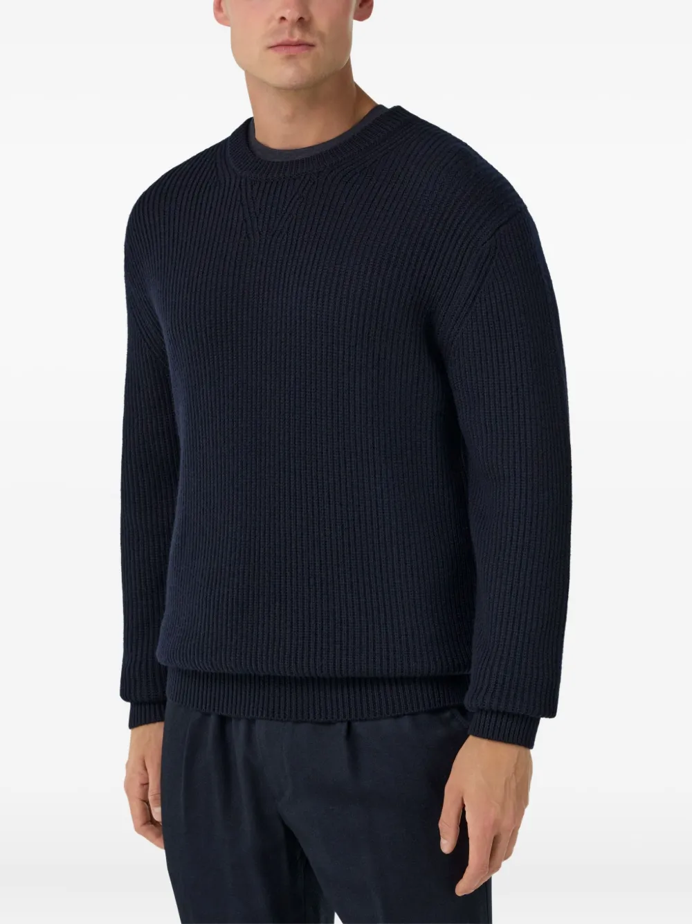 Boggi Milano Ribgebreide trui Blauw