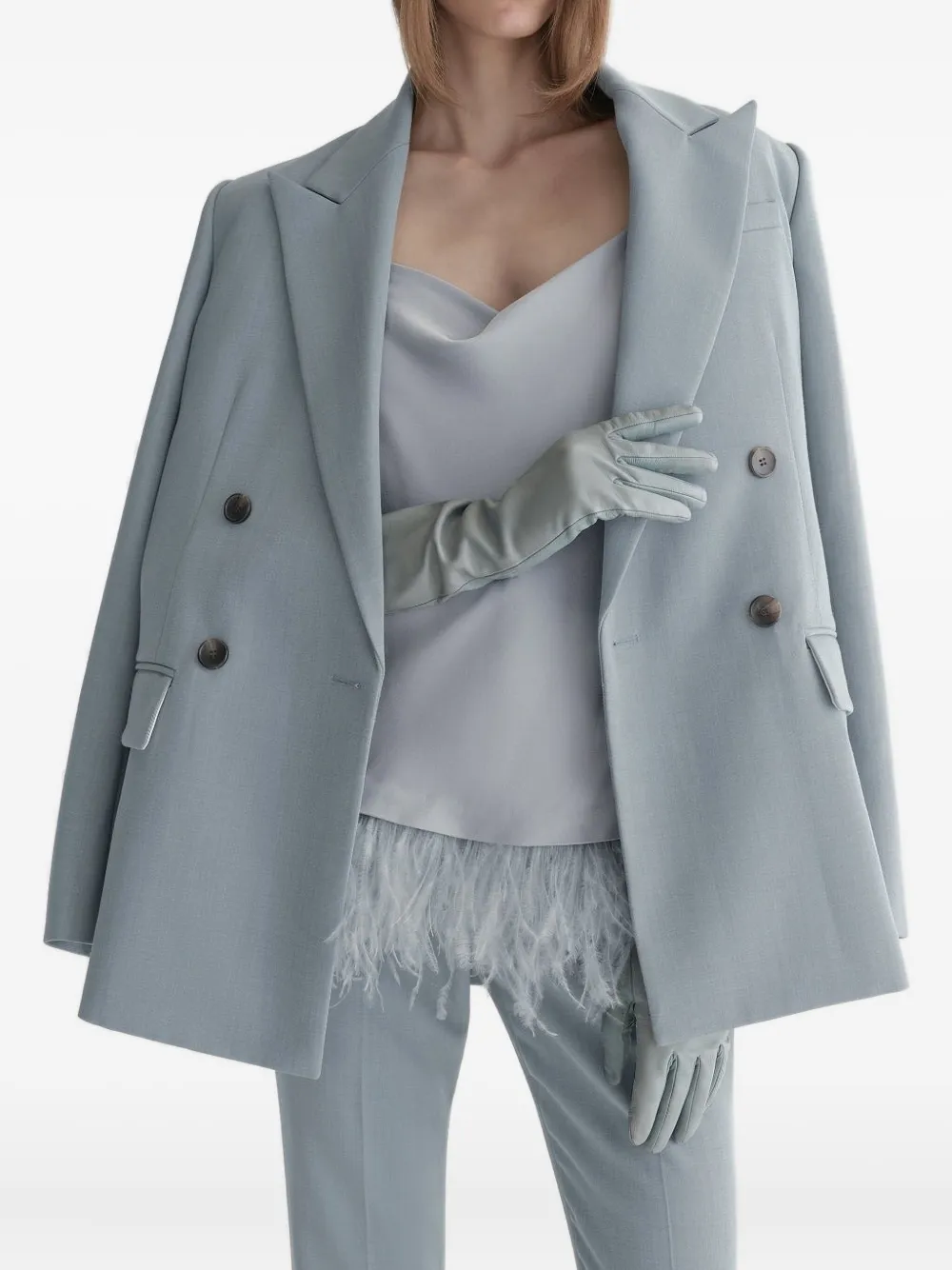 A.l.c Eliza Feather-trim Top In Gray