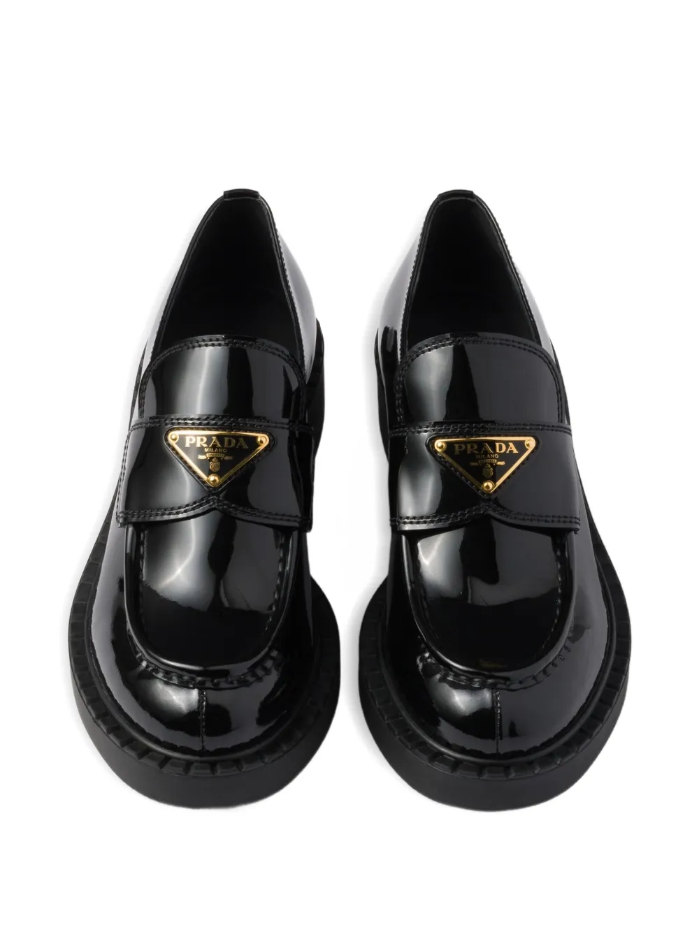 Prada Patent-finish Leather Loafers In Black