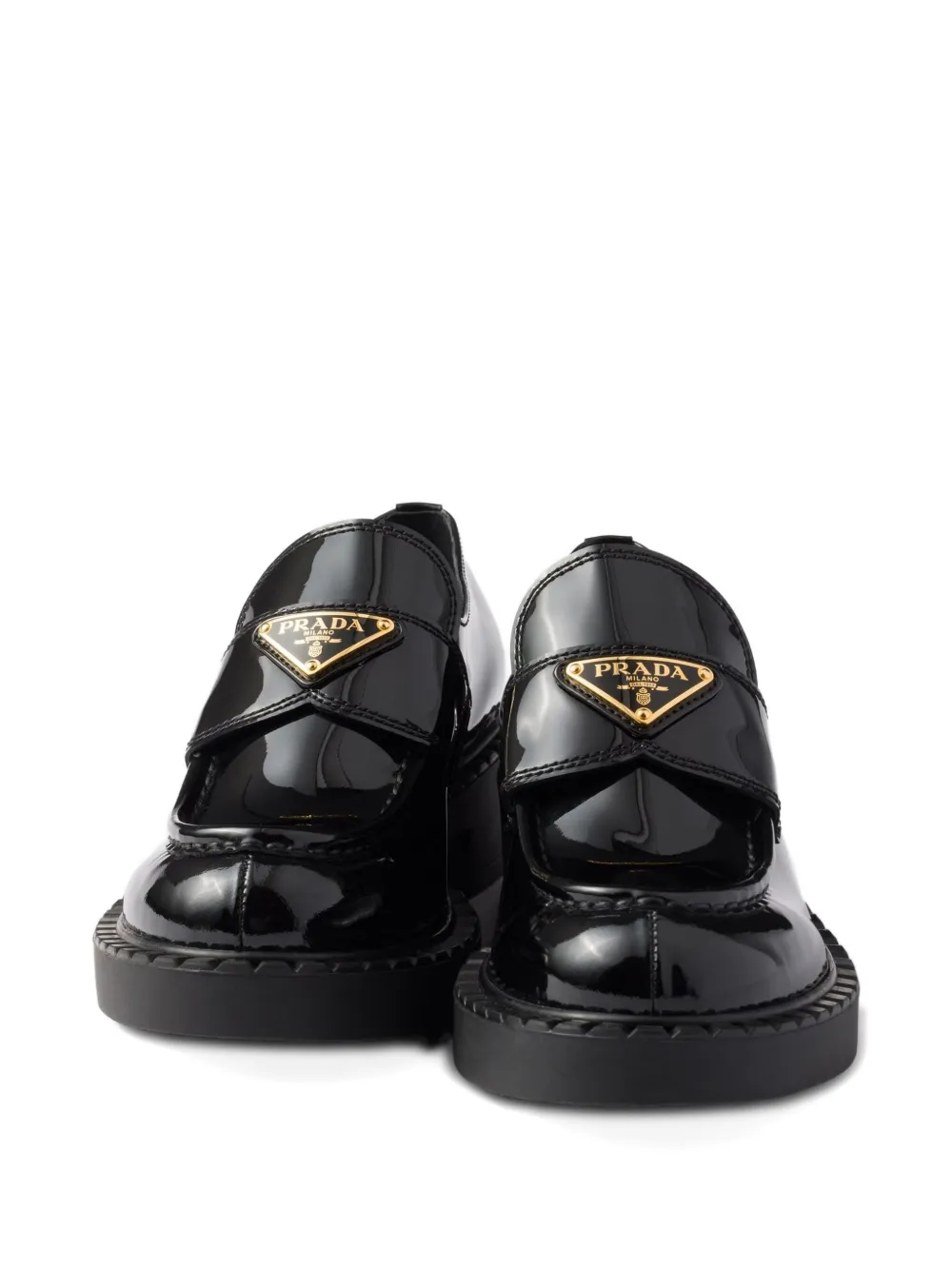 Prada Patent-finish Leather Loafers In Black