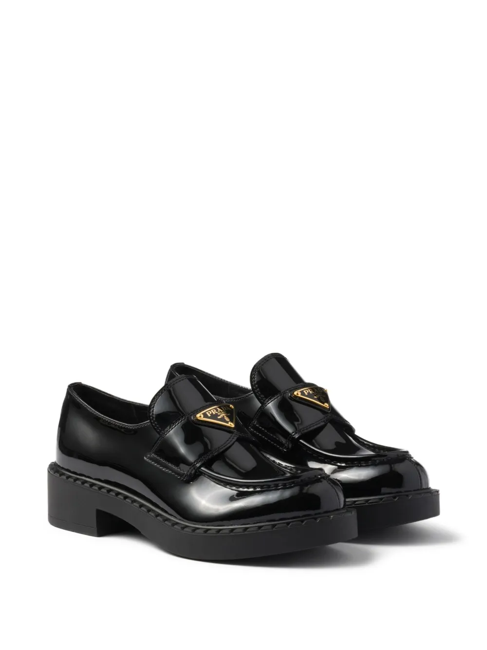 Prada Patent-finish Leather Loafers In Black