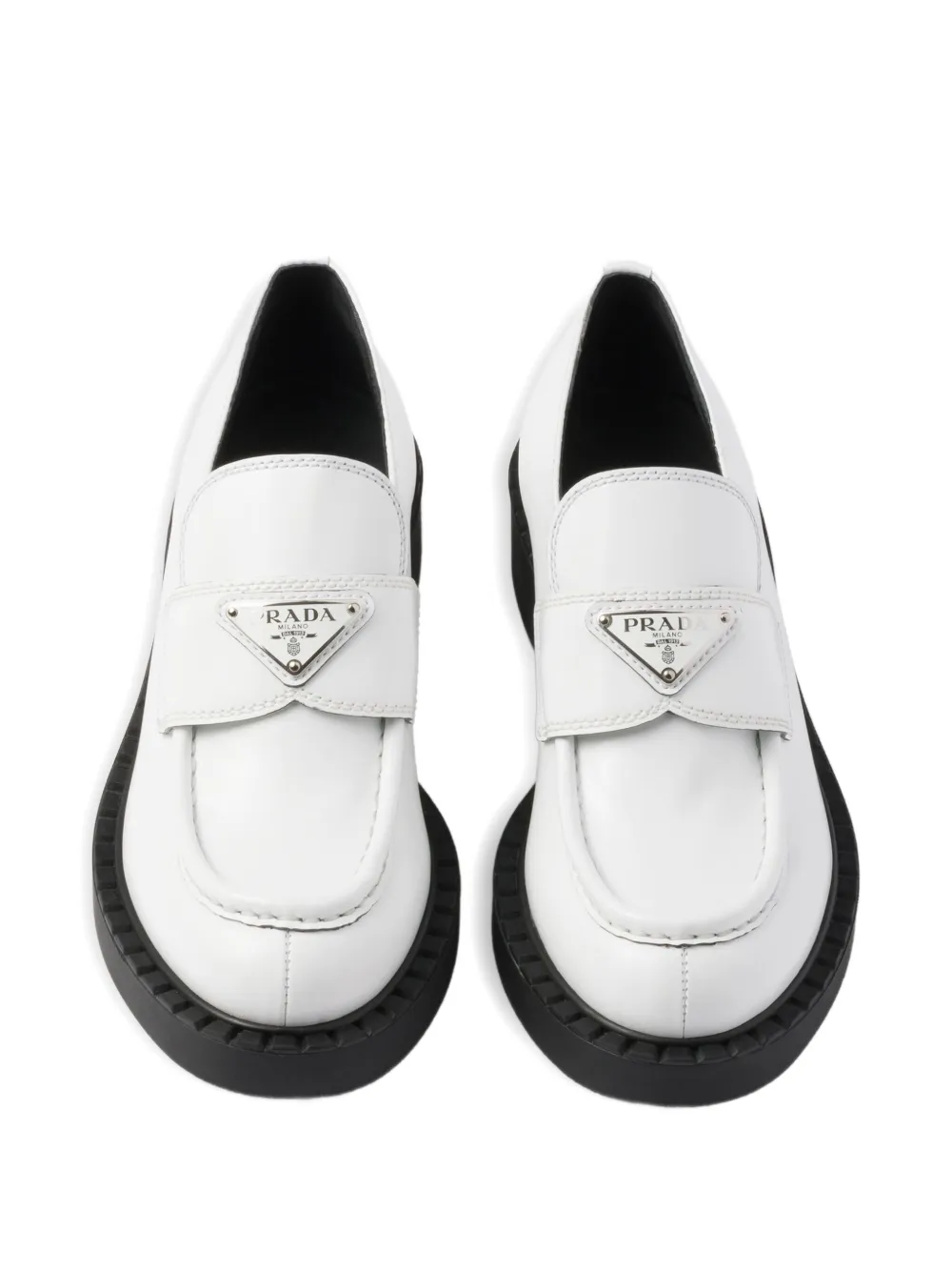 Prada Leren loafers met logo Wit