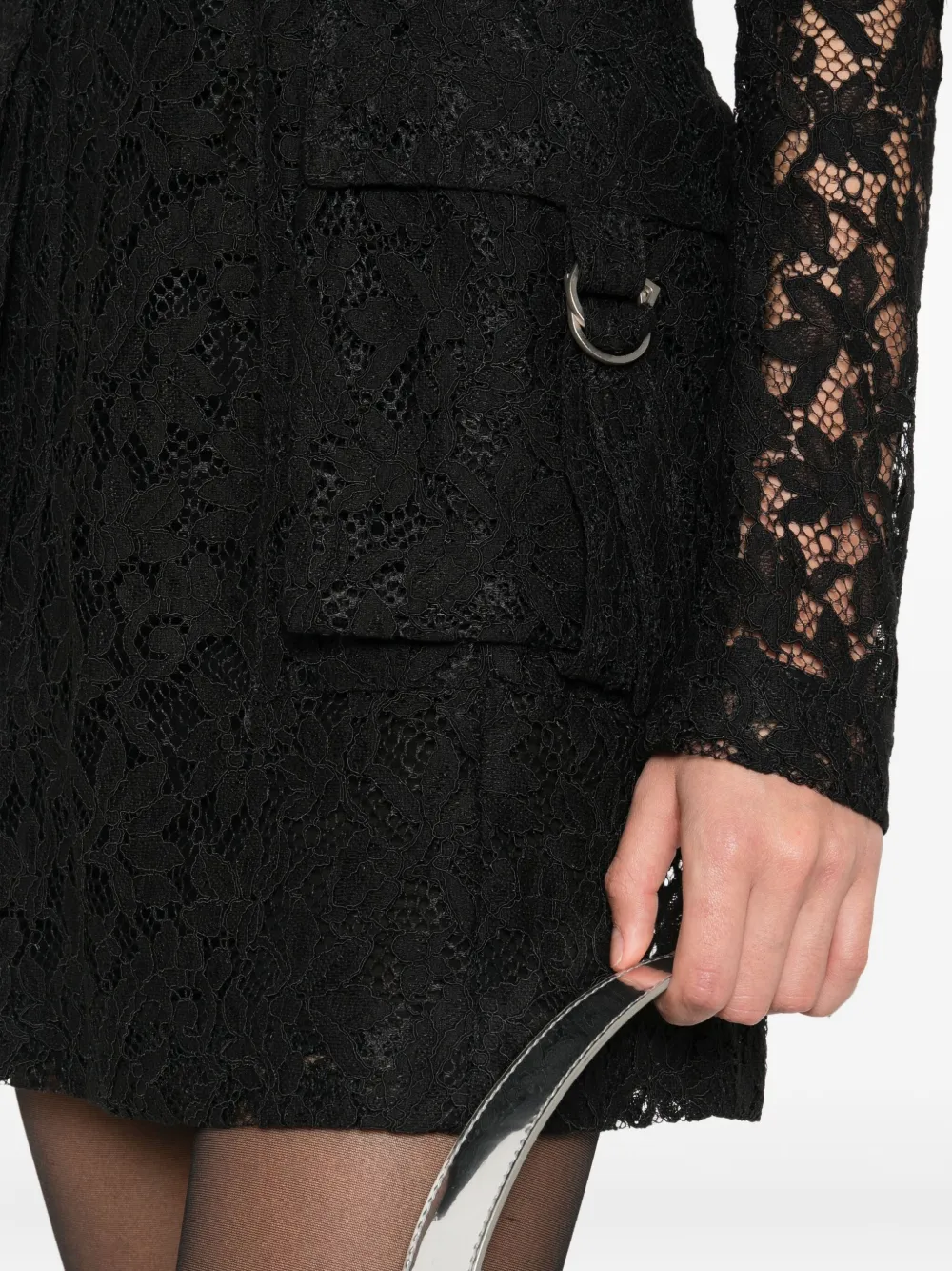 Blumarine Lace Buckle Dress In Black