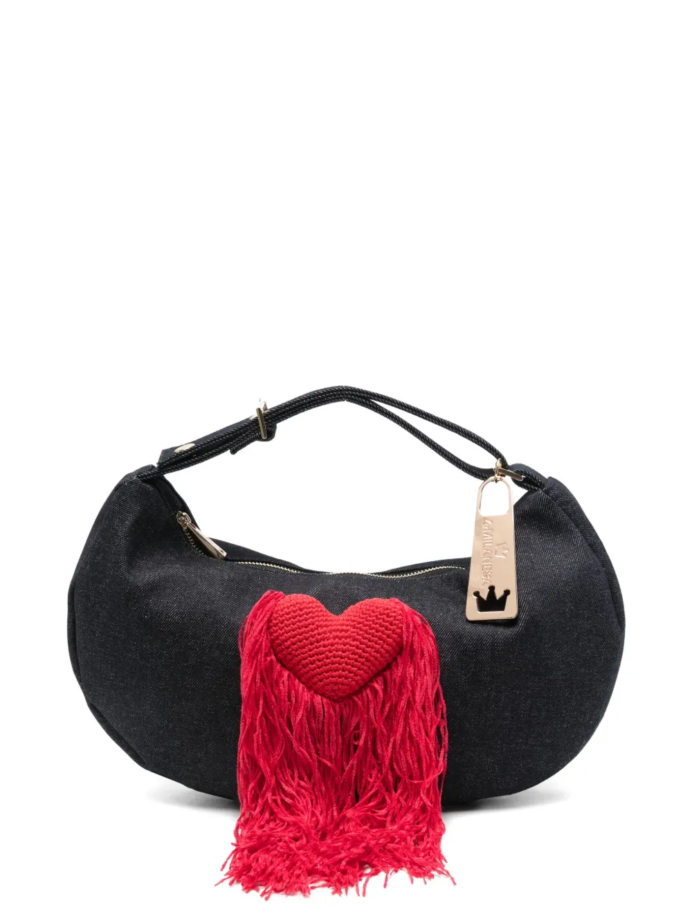 La Milanesa Valentina Heart Tassel Tote Bag In Black