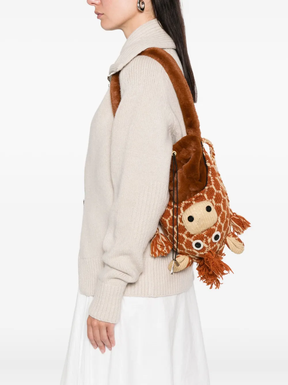 La milanesa Vicky Giraffa schoudertas - Bruin