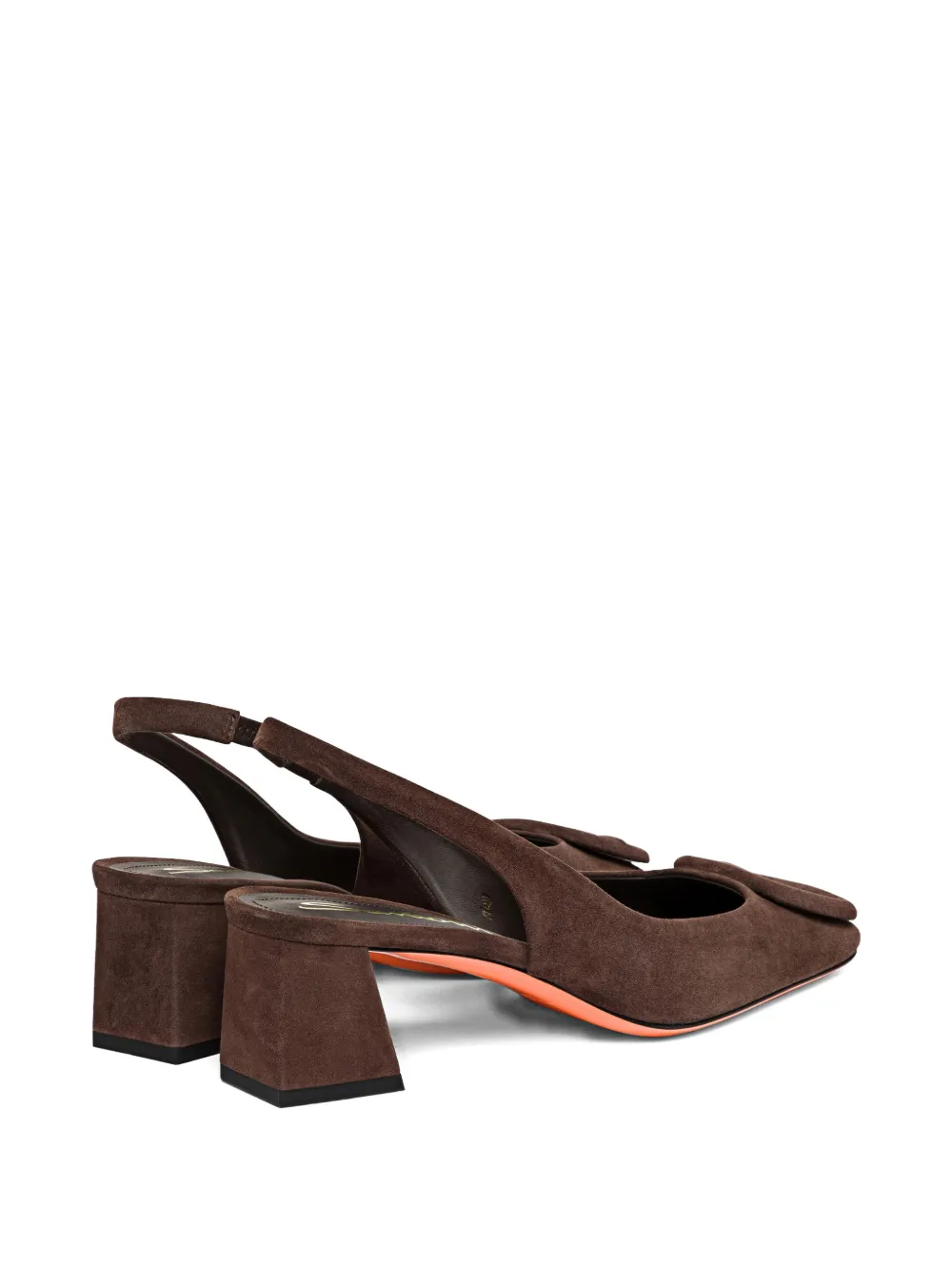 Santoni 5mm Suede Buckle-detail Pump In Brown