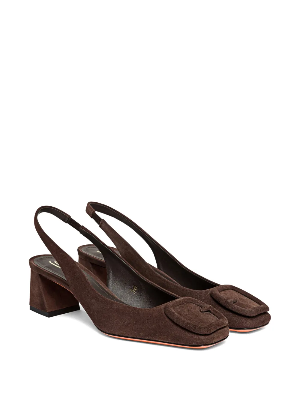 Santoni 5mm Suede Buckle-detail Pump In Brown