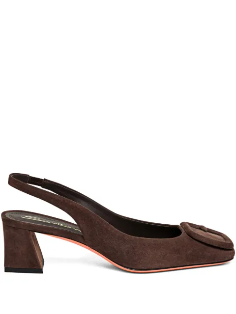 Santoni 5mm suede buckle-detail pumps