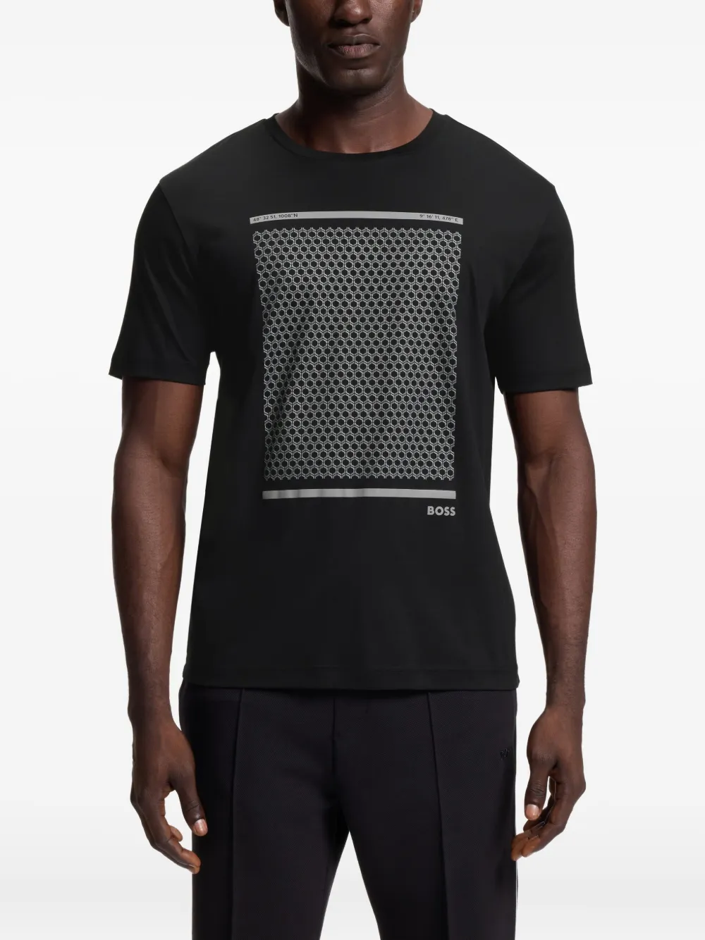 BOSS T-shirt met grafische print Zwart