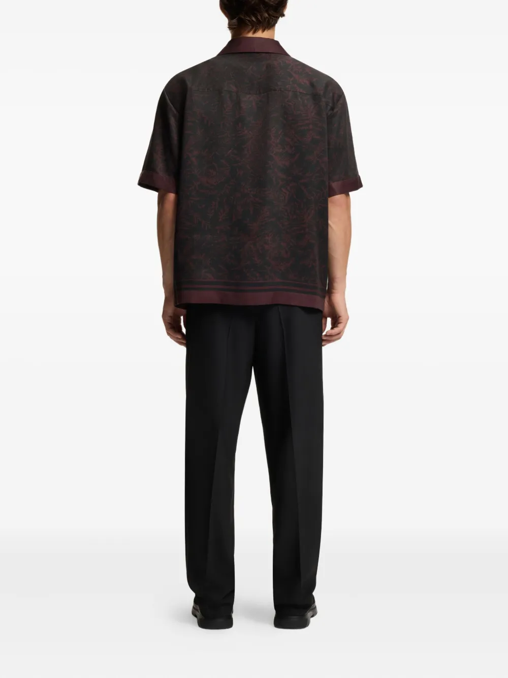  Hugo Leaf-print Buttoned Shirt - Black 