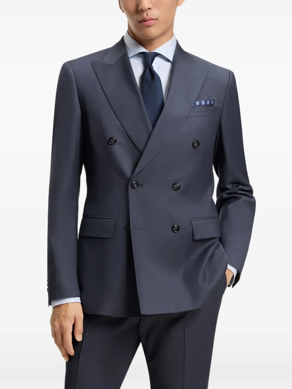BOSS Completo doppiopetto in lana - Blu