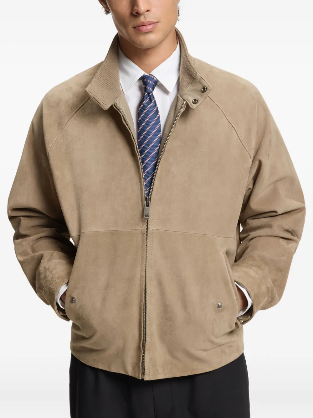 Zip-Up Suede Jacket