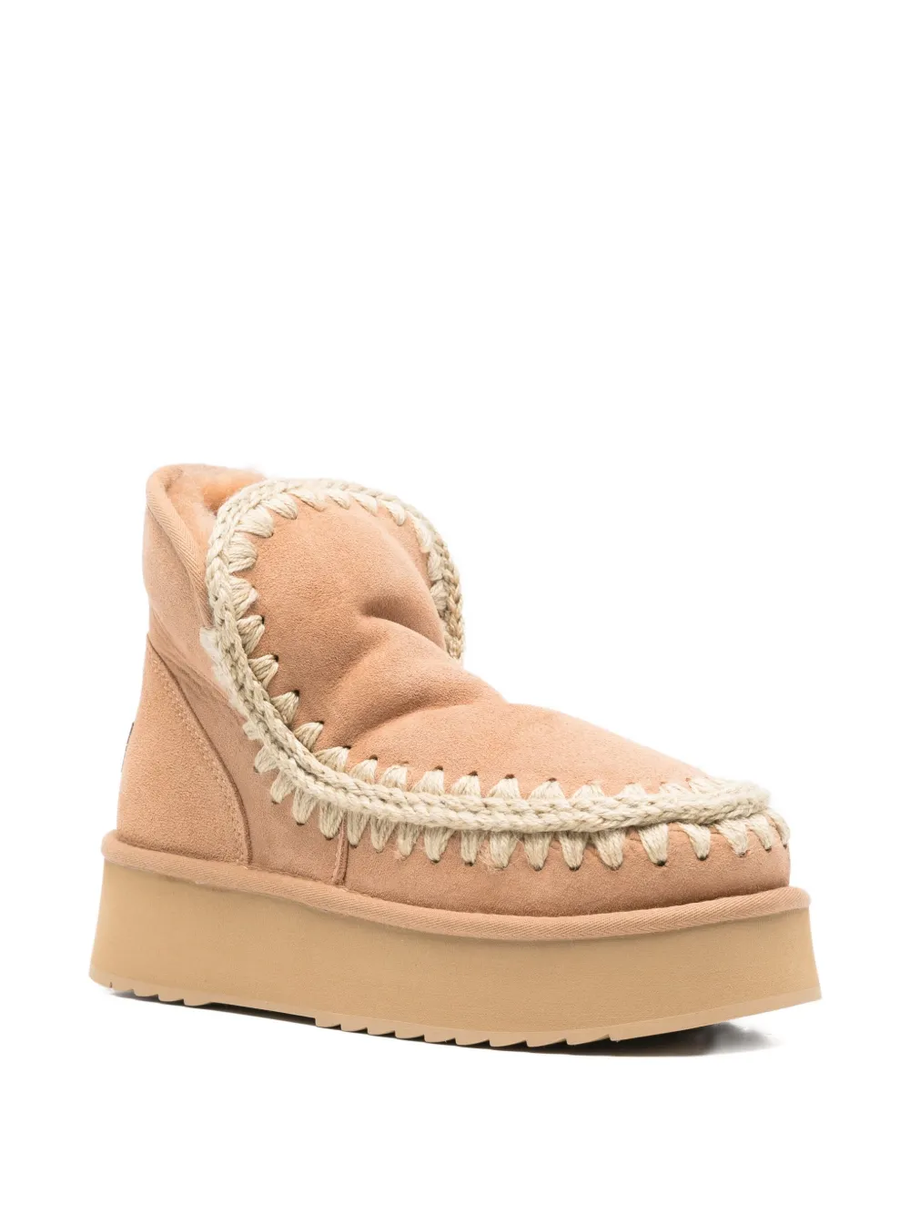 Mou Beige Braided Ankle Boots In Neutral