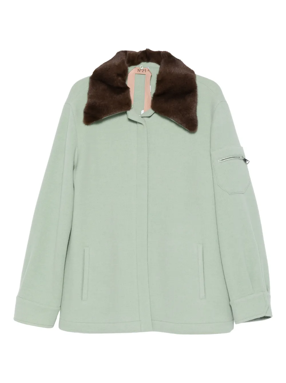 N°21 Faux-fur Collar Jacket In Green