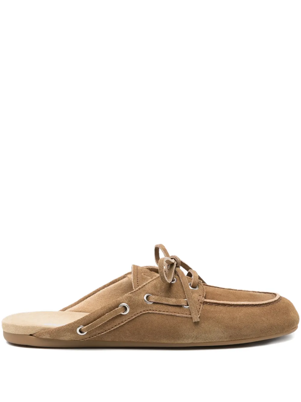 Miu Miu Cinnamon-colored Washed Suede Leather Mules In Brown