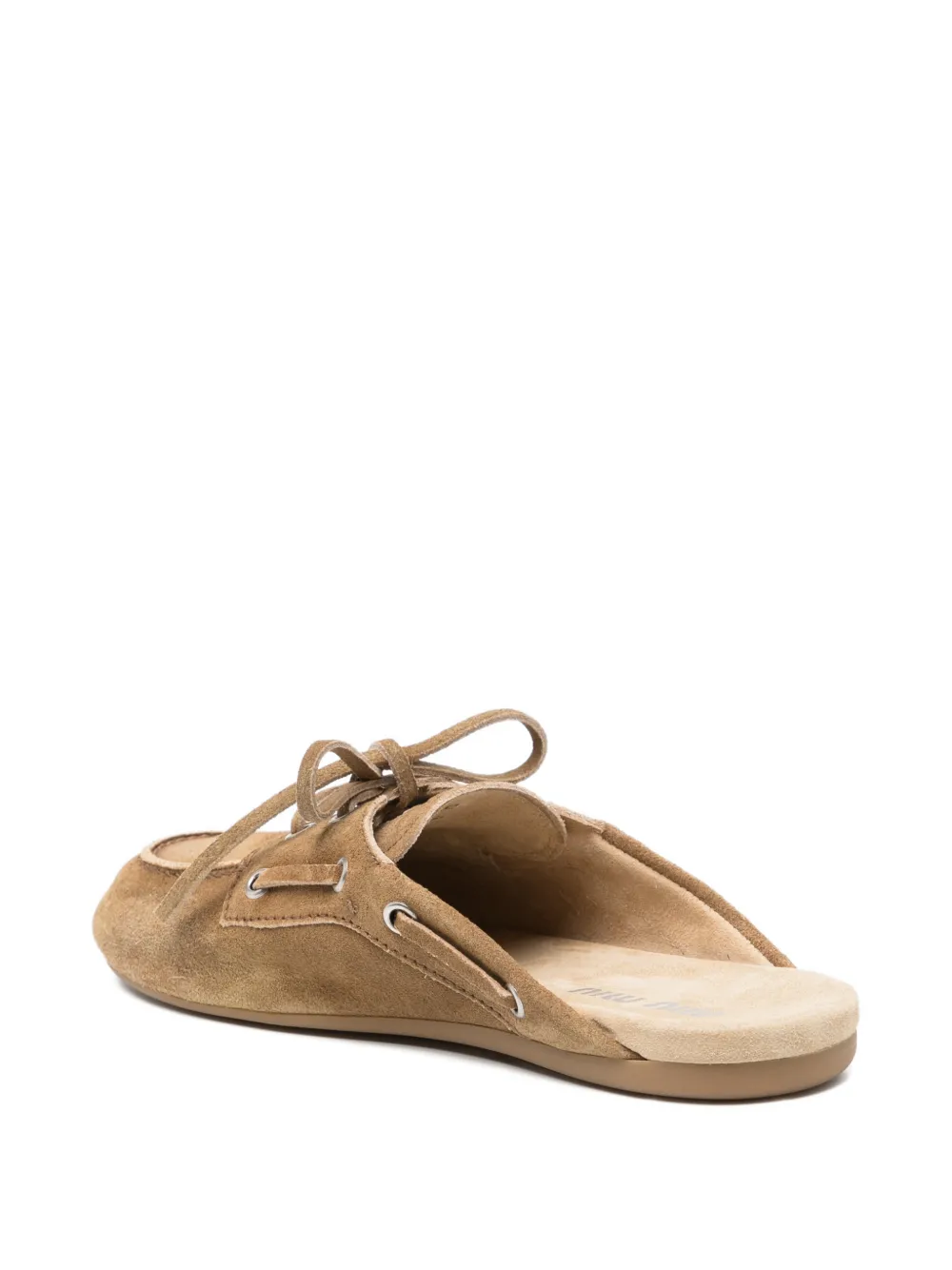 Miu Miu Cinnamon-colored Washed Suede Leather Mules In Brown