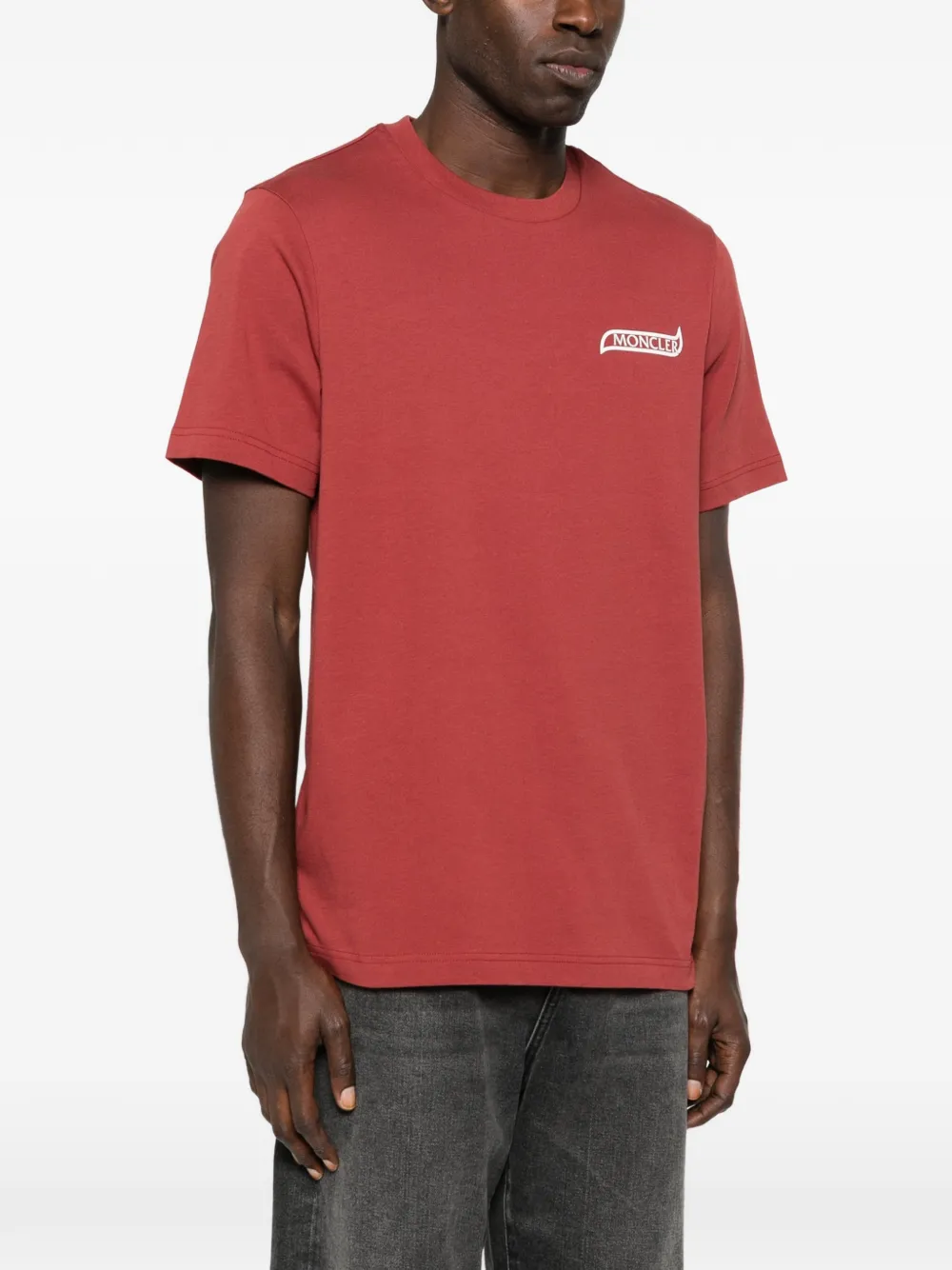 Moncler SS T-shirt met logodetail Rood