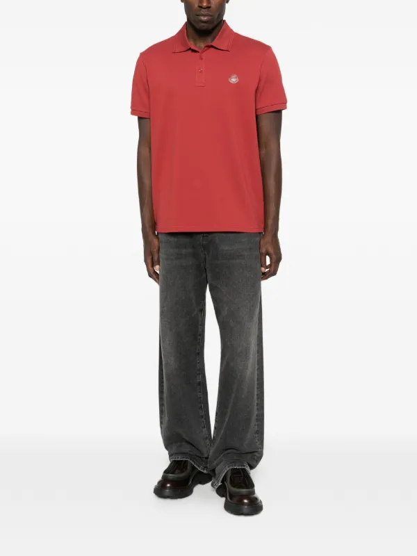 Moncler logo-appliqué Polo Shirt | Red | FARFETCH