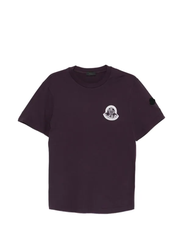Moncler Camiseta Com Patch De Logo | Roxo | FARFETCH BR