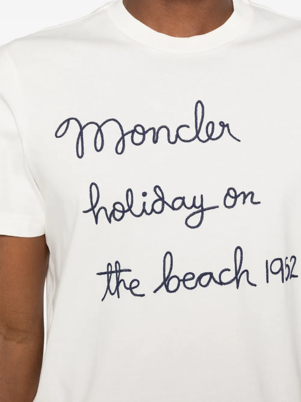 Moncler T-shirt met geborduurd logo Beige