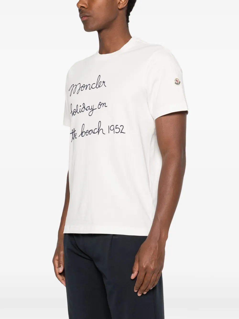 Moncler T-shirt met geborduurd logo Beige