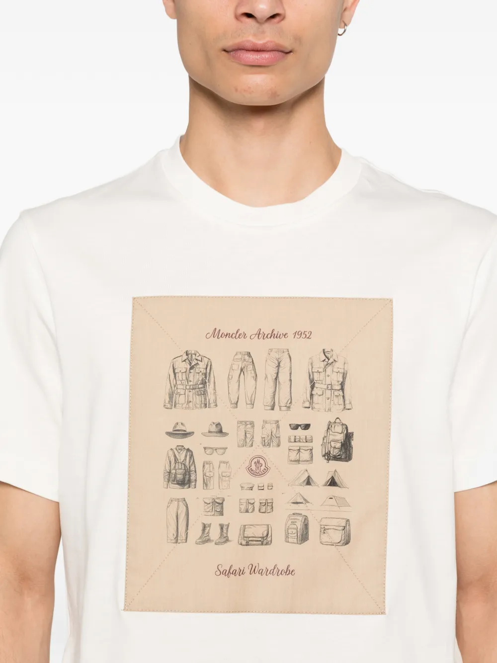 Moncler T-shirt met archief print Wit