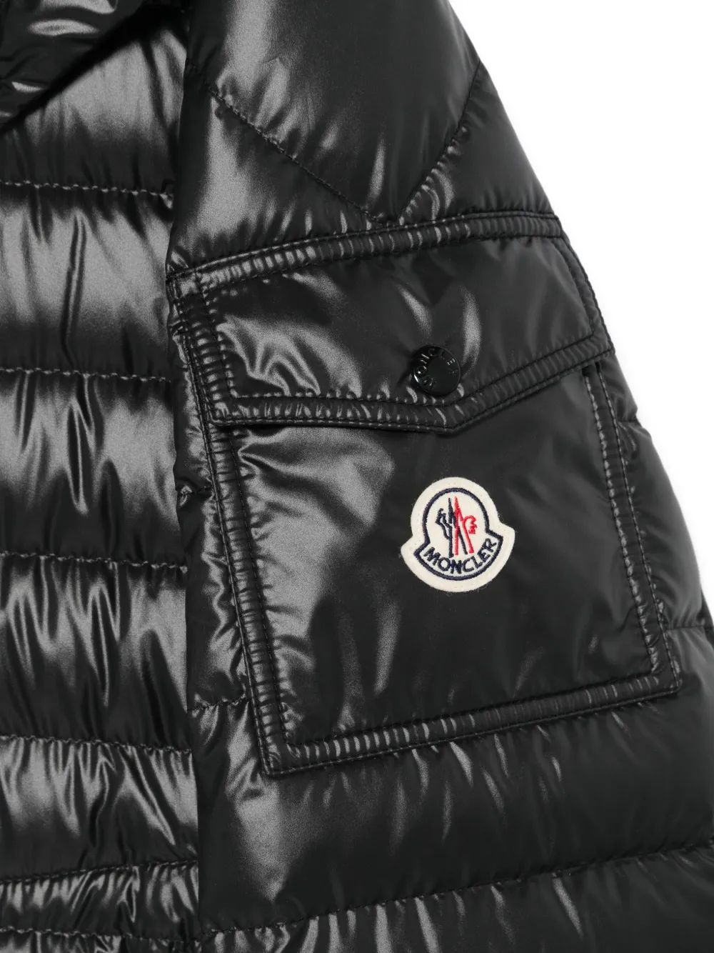 Moncler Lauros gewatteerd jack met capuchon Zwart