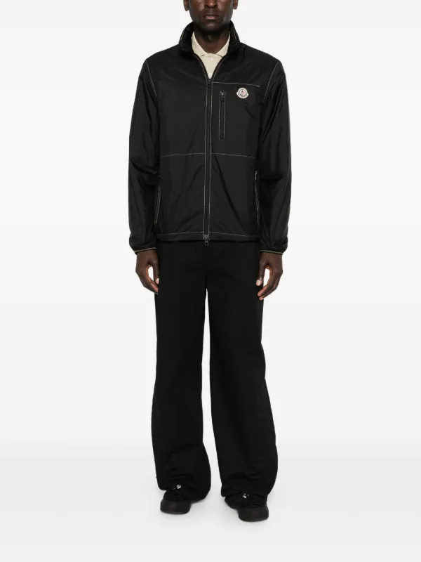 Moncler Jaqueta Com Zíper e Patch De Logo | Preto | FARFETCH BR