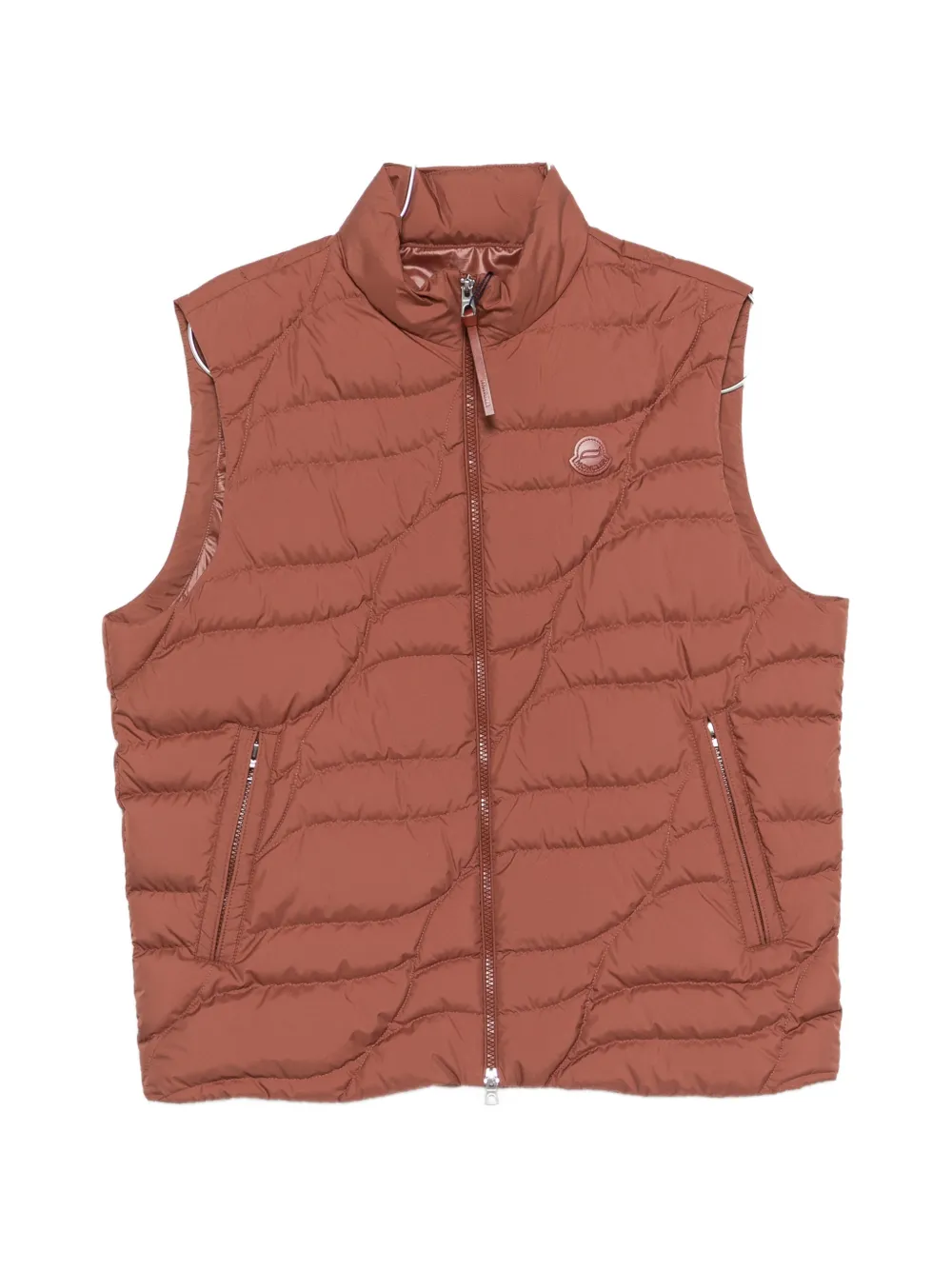 Moncler quilted zip gilet - Marrone