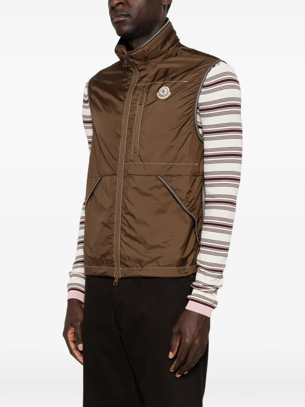 Moncler Ansiei mouwloze bodywarmer met rits Bruin