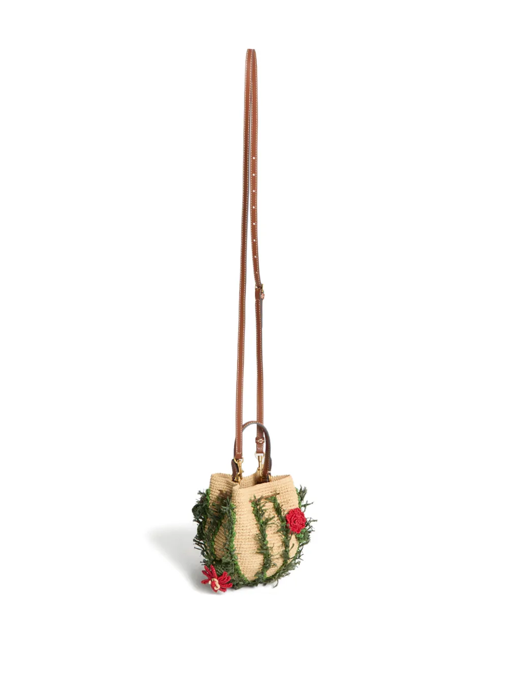 Anya Hindmarch Raffia bucket-tas met bloemenprint Beige