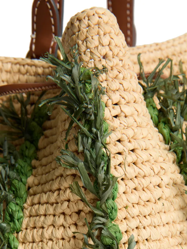 Anya Hindmarch Raffia Floral Bucket Bag | Neutrals | FARFETCH