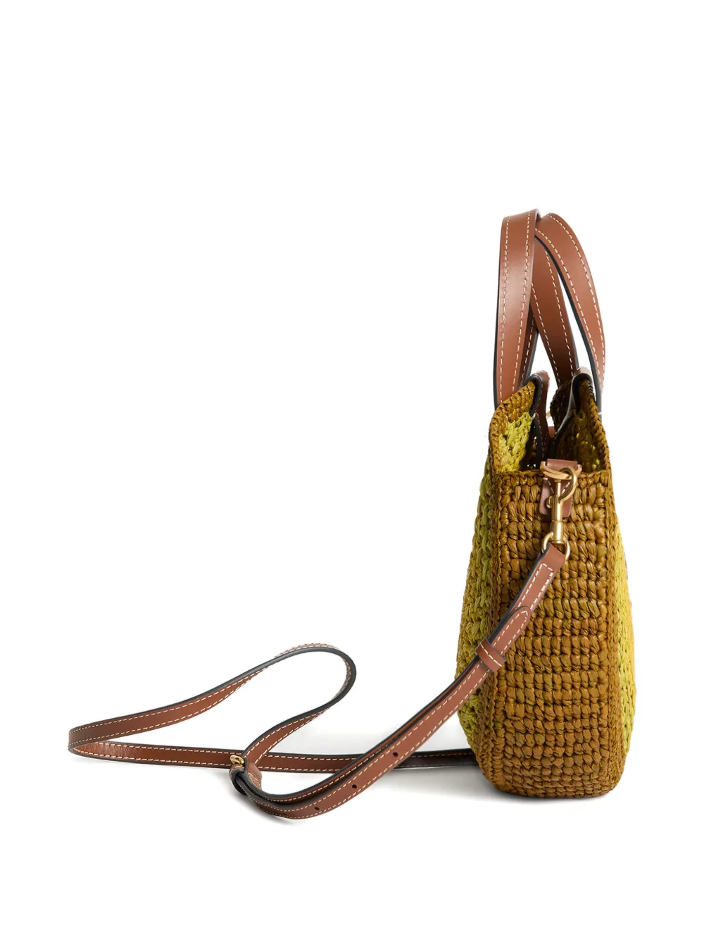  Anya Hindmarch Round Bow-detail Raffia Tote Bag - Yellow 