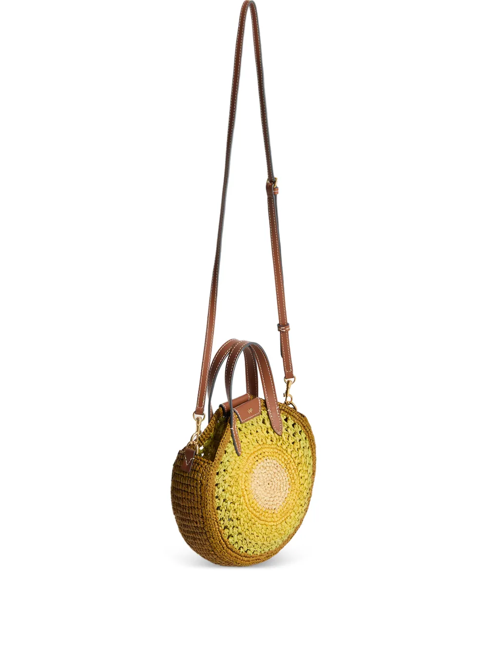  Anya Hindmarch Round Bow-detail Raffia Tote Bag - Yellow 
