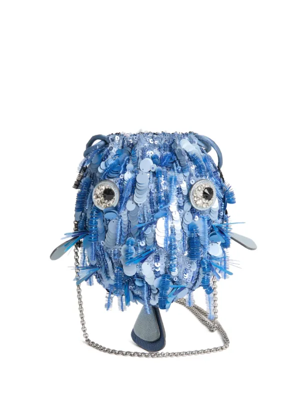 Anya Hindmarch Sequin-embellished Blowfish Cross Body Bag in Blue