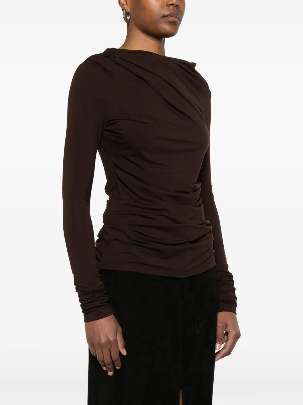  Entire Studios Drape Long-sleeve Top - Brown 