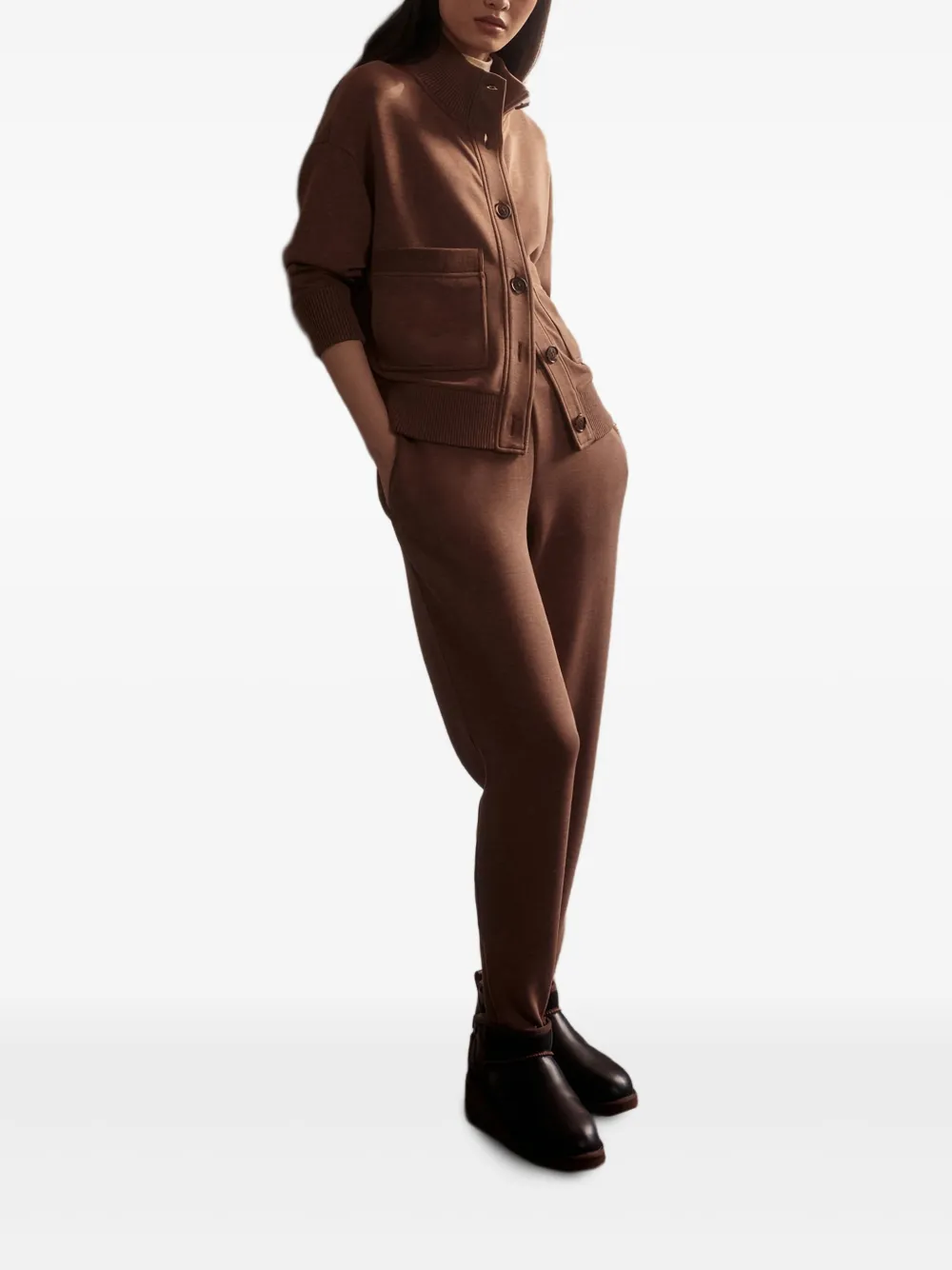 Varley Sabrina Button-fastening Sweatshirt In Brown