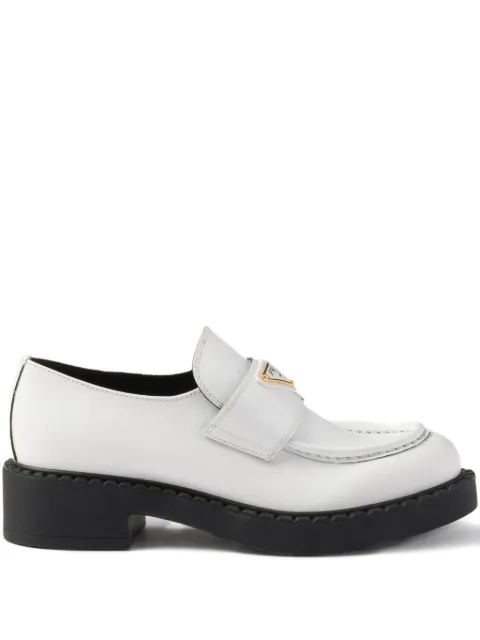 Prada triangle-logo leather loafers